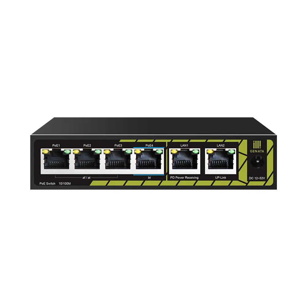 GENATA PoE Extend Switch 6-Port 4-PoE 10/100