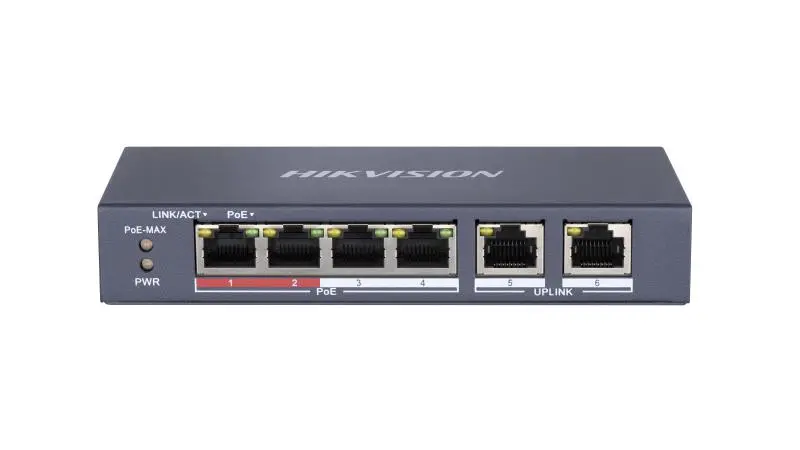 Hikvision 6-Port Fast Ethernet Unmanaged 4-PoE Switch