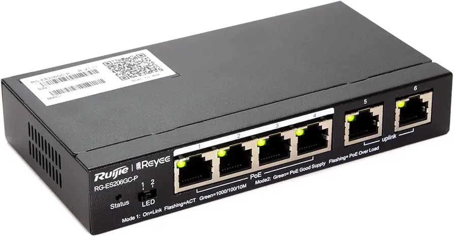 Ruijie 6-Port Gigabit Smart Cloud Managed PoE Switch