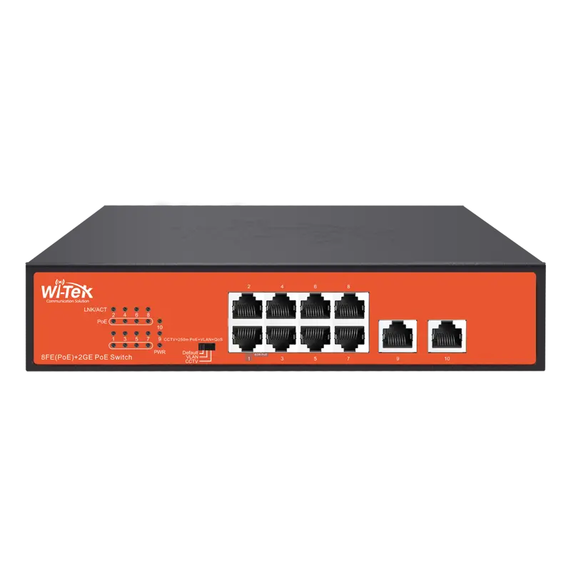 Wi-Tek PoE Switch 10-Port 8-PoE 10/100 Uplink Gigabit