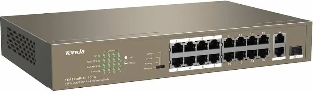 IP-COM 16FE+2GE/1SFP Unmanaged Switch With 16-Port PoE