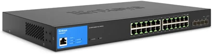 Linksys 24-Port Gigabit PoE+ Uplink 4-SFP 10G Ports Managed Smart Switch