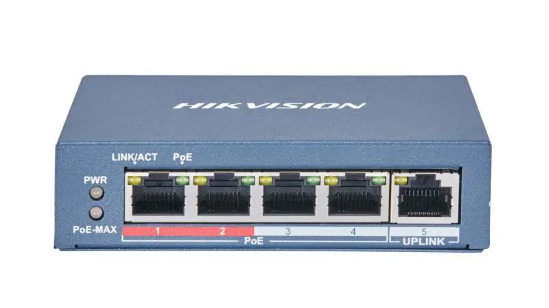 Hikvision 5-Port Fast Ethernet Unmanaged 4-PoE Switch