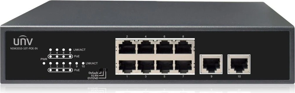 Uniview Ethernet Switch 10×100Mbps network ports (RJ45), including 8 PoE ports