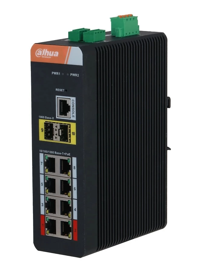 Dahua 10-Port Managed Industrial Gigabit Switch with 8-Port PoE