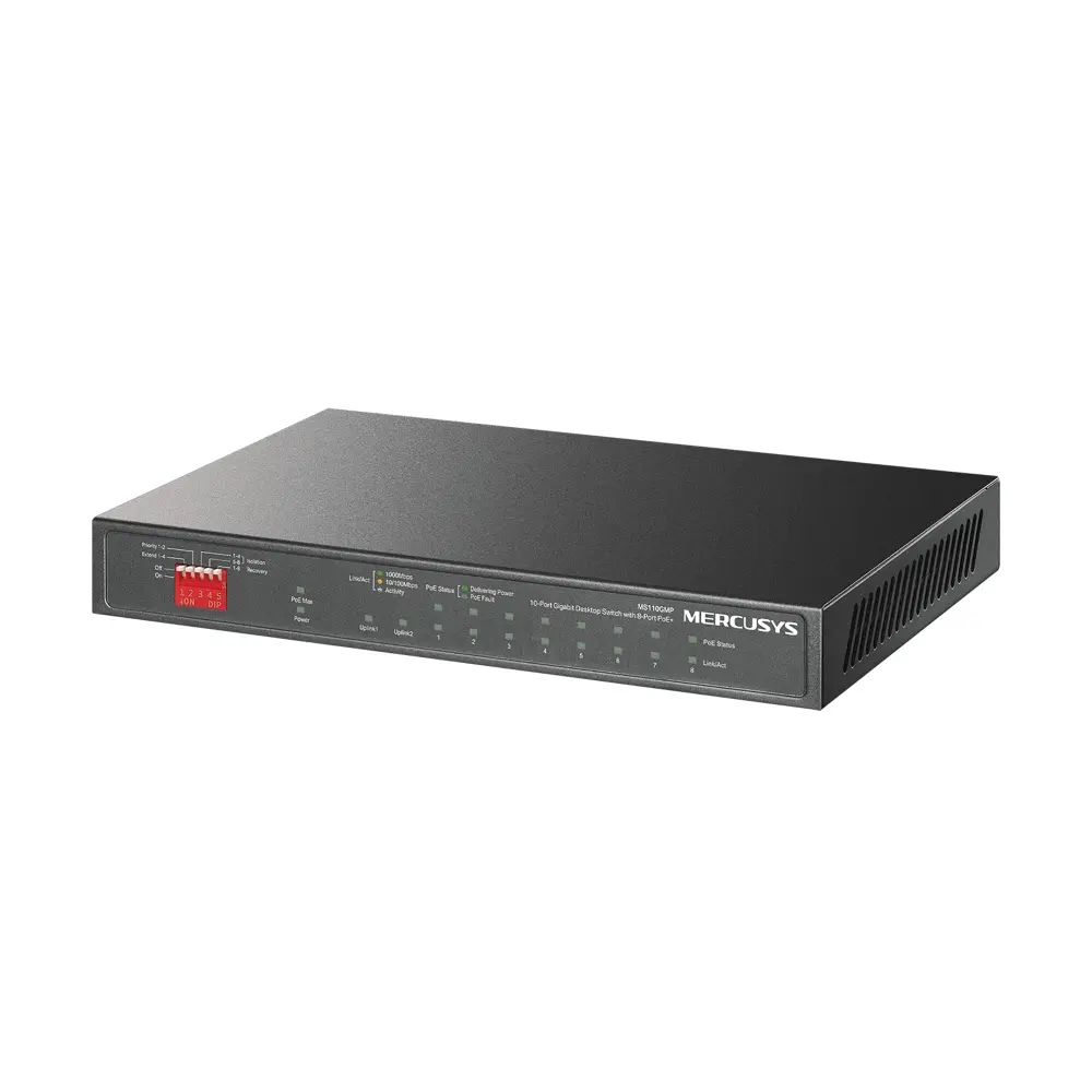 Mercusys 10-Port Gigabit Desktop Switch with 8-Port PoE+ 111W