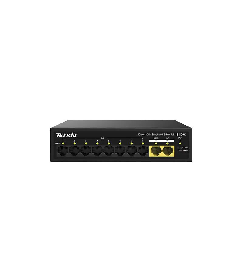 Tenda 10-Port 100M Lite PoE Switch with 8-Port PoE