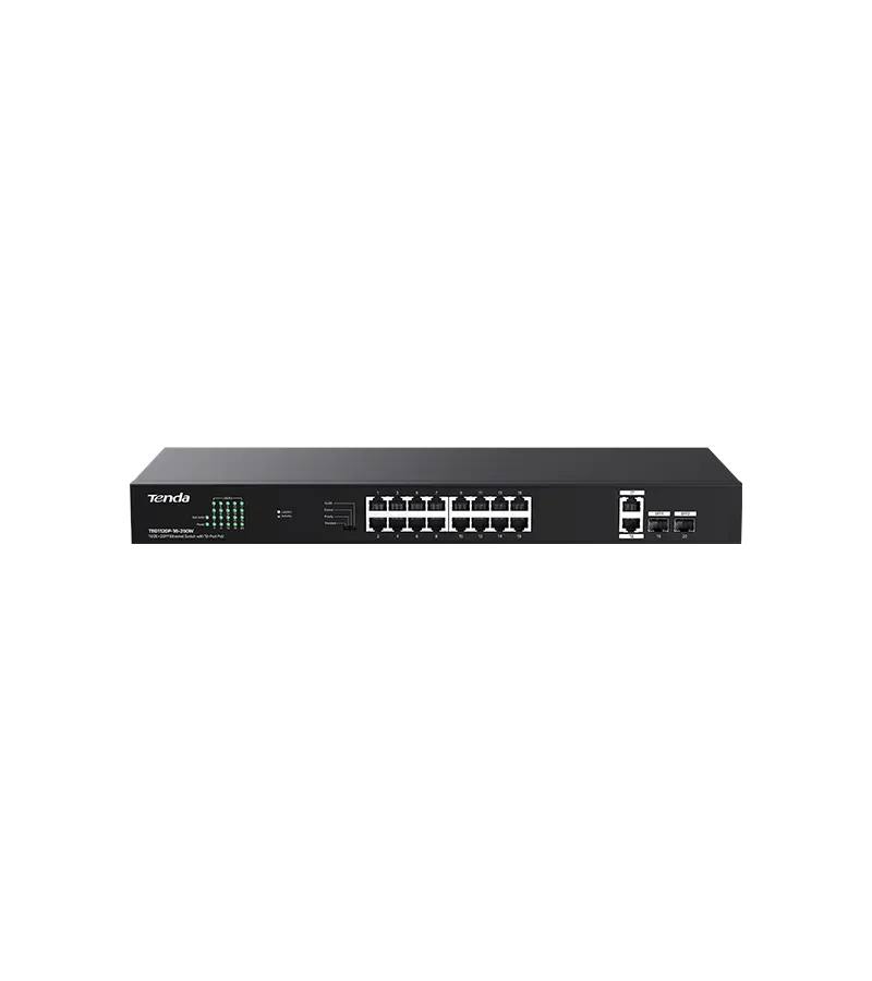 Tenda 18GE+2SFP Ethernet Switch With 16-Port PoE