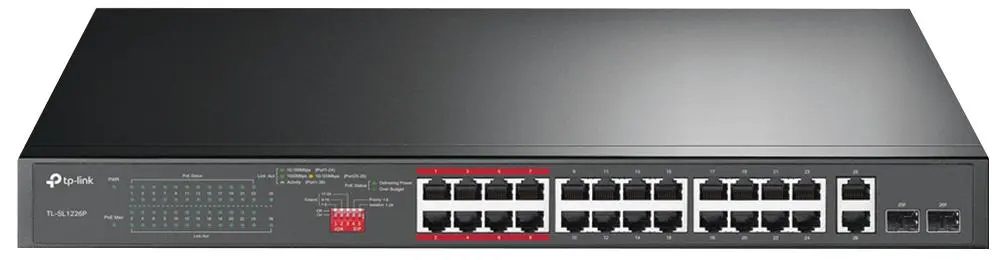 TP-Link 24-Port 10/100Mbps + 2-Port Gigabit Unmanaged PoE+ Switch