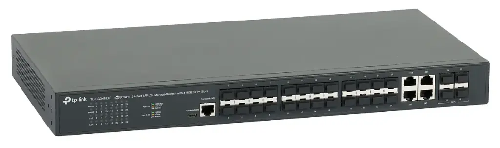TP-Link JetStream 24-Port SFP L2+ Managed Switch with 4 10GE SFP+ Slots