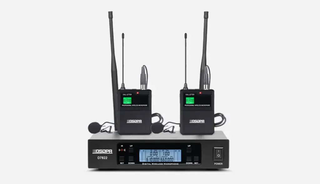 DSPPA UHF Dual Wireless Lavalier Microphone System