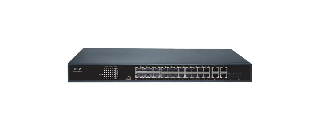 Uniview Ethernet Switch 24×1000Mbps PoE ports (RJ45)+2×1000Mbps ports(RJ45)+2×1000Mbps ports Combo