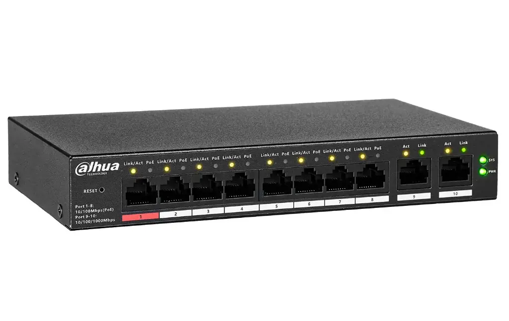 Dahua 10-Port Cloud Managed Desktop Switch with 8-Port PoE
