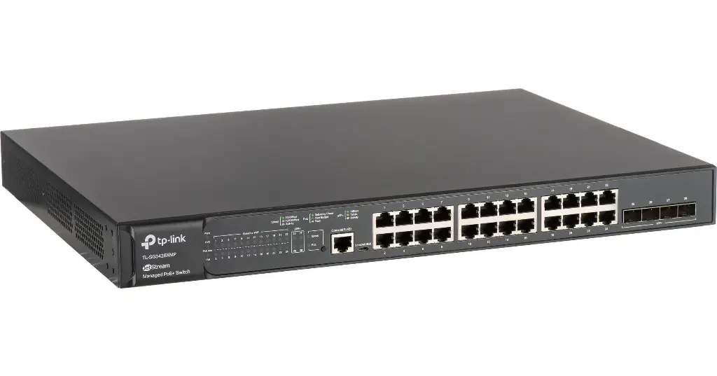 TP-Link JetStream 24-Port Gigabit and 4-Port 10GE SFP+ L2+ Managed Switch with 24-Port PoE+