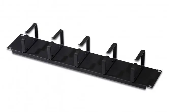 DIGITUS Cable Management Panel with Cable Rings for 483 mm (19") Cabinets, 2U BLACK