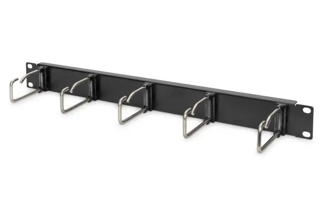 DIGITUS Cable Management Panel with Steel Rings for 482.6 mm (19") Cabinets, 1U BLACK