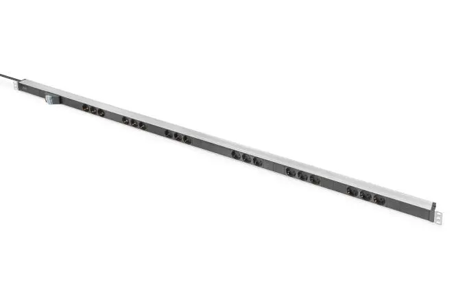 DIGITUS Multiple socket outlet with aluminum profile and integrated circuit breaker, 18-way socket outlet with earthing contact