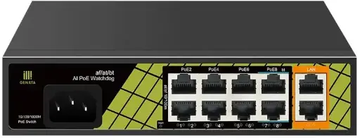 [GNT-P1210SG] GENATA PoE Switch 10-Port 8-PoE Uplink Gigabit