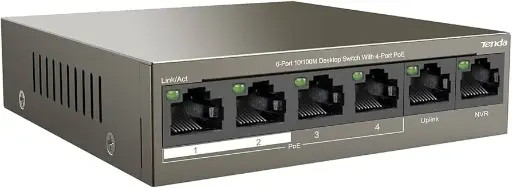 [TEF1106P-4-63W] Tenda 6-Port 10/100M Desktop Switch with 4-Port PoE
