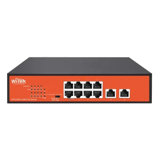 [WI-PS210G] Wi-Tek PoE Switch 10-Port 8-PoE 10/100 Uplink Gigabit