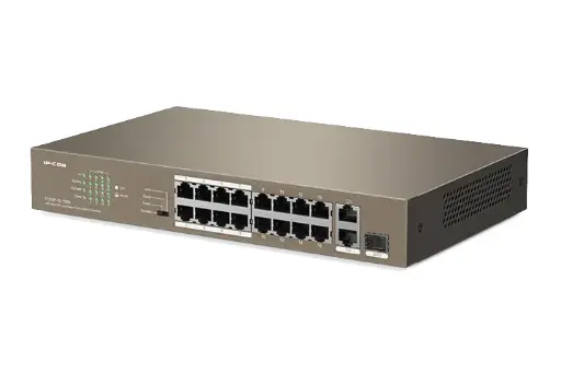 [F1118P-16-150W] IP-COM 16FE+2GE/1SFP Unmanaged Switch With 16-Port PoE