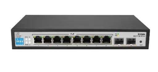 [DGS-F1100-10PS-E] D-Link 10-port Gigabit Smart Managed 250m PoE (96W) Switch with 2-port Gigabit Uplinks