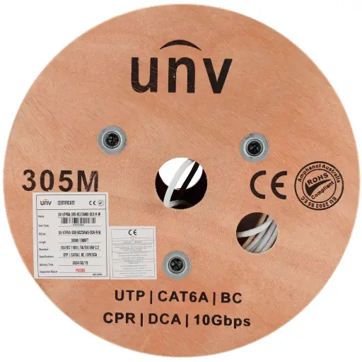 [UV-UTP6A-300-BC23AWG-DCA-R-W] Uniview Cat6a(UTP),305m,Overseas