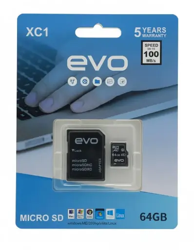 EVO Micro SD Memory Card XC1 Speed Up To 100 MB/s - 64GB
