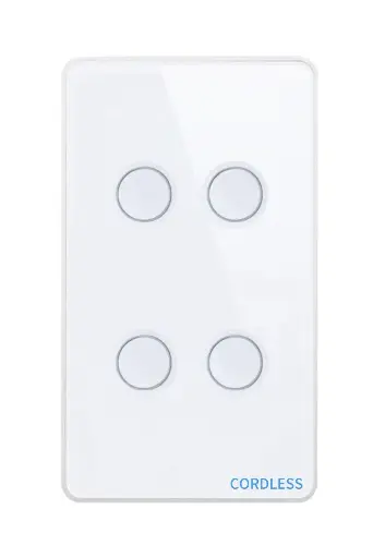 [CL-G04 White] Cordless Smart Touch Wall Switch 4-Gang (Groove)