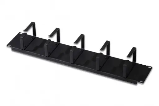[DN-19 ORG-2U-SW] DIGITUS Cable Management Panel with Cable Rings for 483 mm (19") Cabinets, 2U BLACK