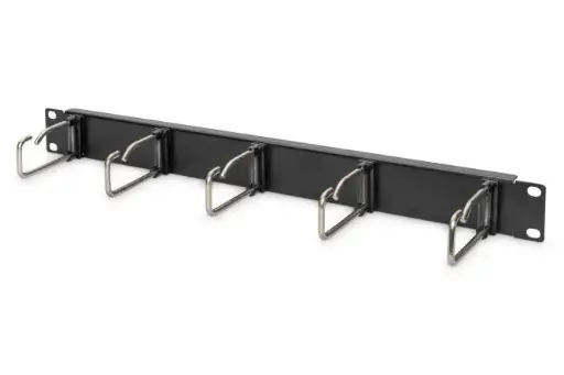 [DN-97667] DIGITUS Cable Management Panel with Steel Rings for 482.6 mm (19") Cabinets, 1U BLACK